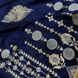 Navy Blue Colour Pure Katan Silk Handwoven Banarasi Saree