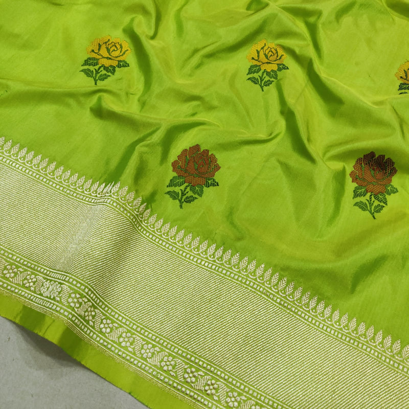 Pista green Katan Silk Handwoven Banarasi Saree