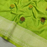 Pista green Katan Silk Handwoven Banarasi Saree