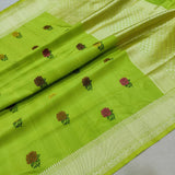 Pista green Katan Silk Handwoven Banarasi Saree