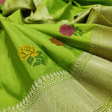 Pista green Katan Silk Handwoven Banarasi Saree