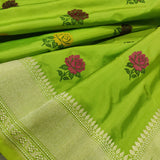 Pista green Katan Silk Handwoven Banarasi Saree
