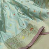Sky Blue  Color Pure Katan Silk Handwoven Banarasi Saree