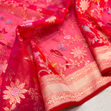 Dual sade pure kora jamdani Handwoven banarasi saree
