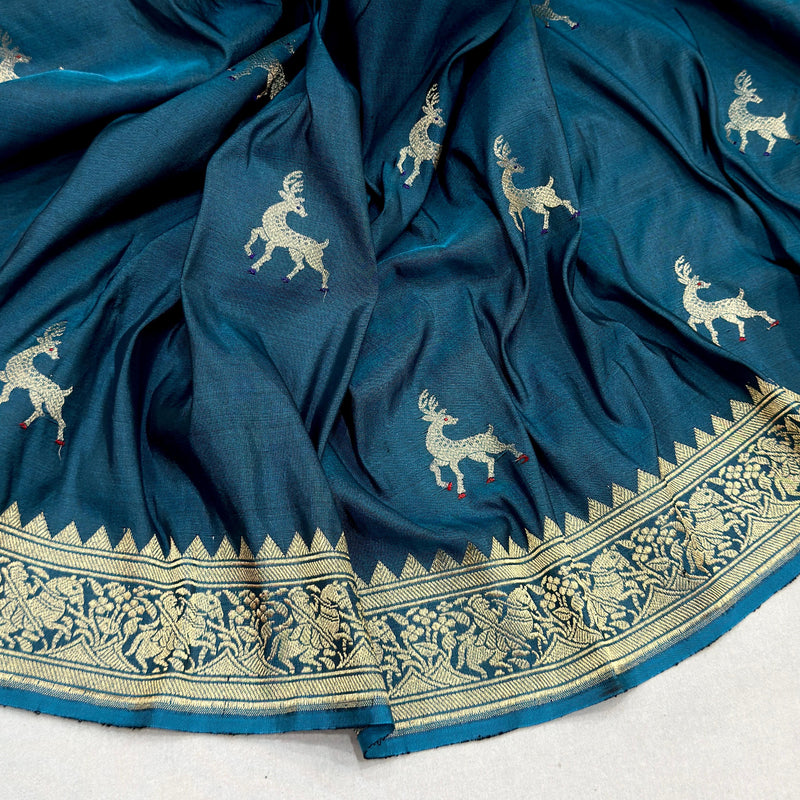 Dual sade pure mashru silk handwoven banarasi saree