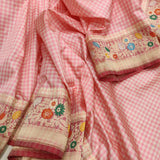 Pink colour pure katan silk handwoven banarasi saree
