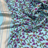 Sky blue colour pure katan silk Handwoven banarasi saree