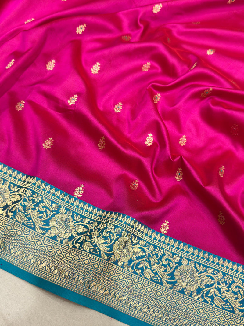 Rani colour Pure Katan silk handwoven banaras saree