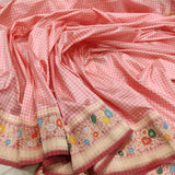 Pink colour pure katan silk handwoven banarasi saree