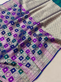 Multicolor Pure Katan Silk Handwoven Banarasi Saree