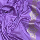 Lavender colour pure katan silk handwoven banarasi saree