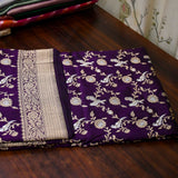 Purple colour pure katan silk handwoven banarasi saree