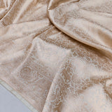 Off white colour pure katan silk Handwoven banarasi Tanchoi saree