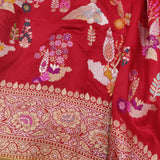 Red colour pure katan silk Handwoven banarasi saree