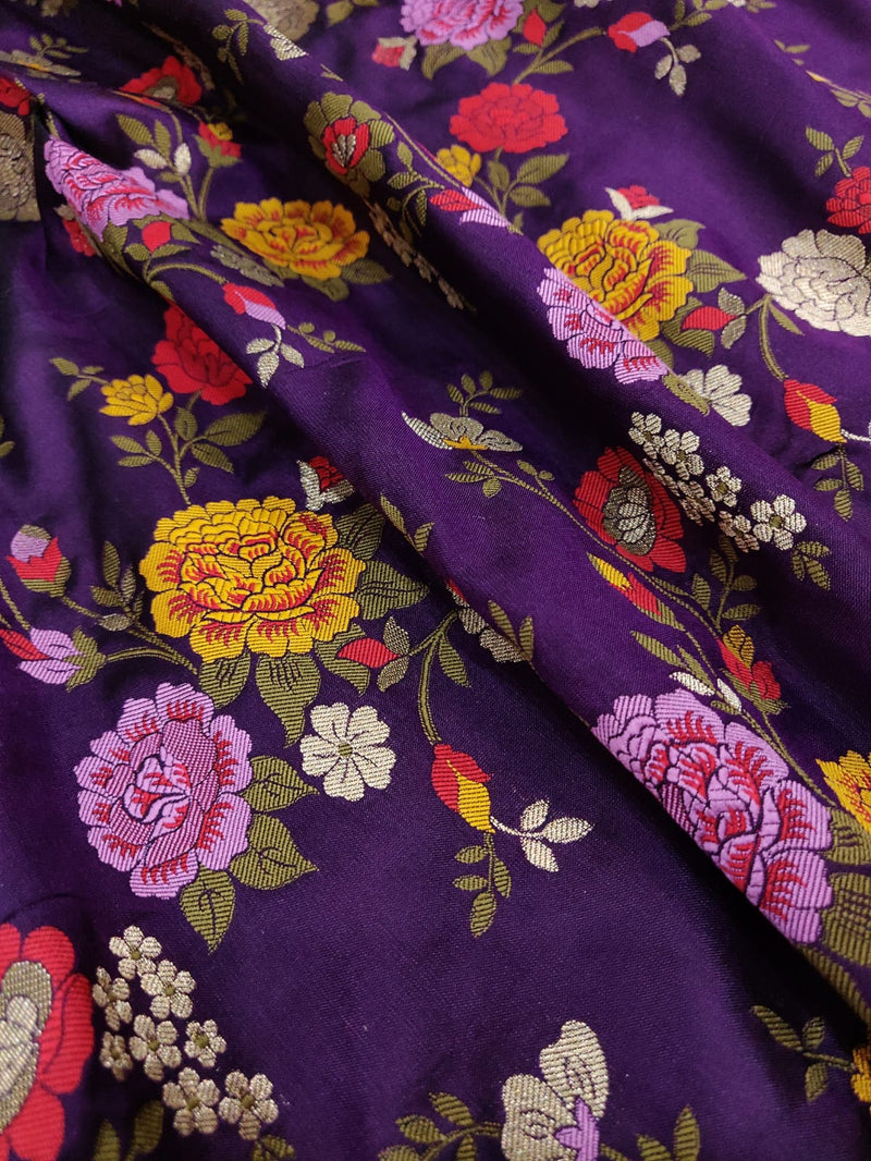 Purple colour Pure Katan Silk Handwoven Banarasi Saree