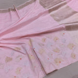 Light pink colour pure katan silk Handwoven banarasi saree