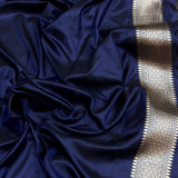Nevi blue colour pure katan silk handwoven banarasi saree