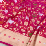 Dual shade pure katan silk Handwoven banarasi saree