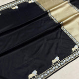 Black colour pure katan silk Handwoven banarasi saree