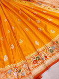 Orange Colour Pure Katan Silk Handwoven Banarasi Saree