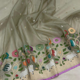 Pure kora Handwoven Banarasi saree