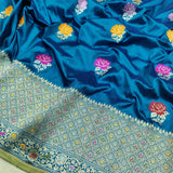Dual Shade Pure Katan Silk Handwoven Banarasi Saree
