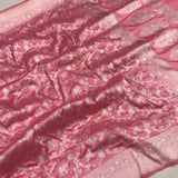 Light pink colour pure Katan silk handwoven banarasi saree