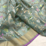 Pure Kora handwoven Banarasi saree
