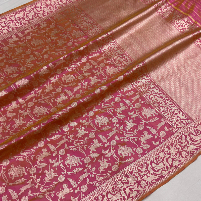 Pure katan silk  Handwoven banarasi kadwa jungla saree