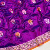 Dual shade pure katan silk handwoven banarasi saree