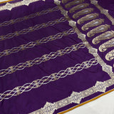 Purple colour pure katan silk Handwoven banarasi saree