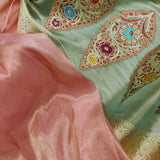 Peach Colour Pure Tissue Silk Handwoven Banarasi Saree