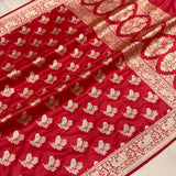 Bridal Red, Pure katan silk Handwoven banarasi saree