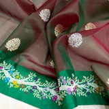 Dual sade pure kora Handwoven Banarasi saree