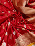 Red colour Pure Katan Silk Handwoven Banarasi Saree