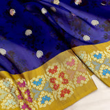 Multicolour Pure kora digital print handwoven banarasi saree