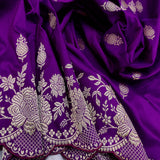 Purple colour pure katan silk handwoven banarasi saree