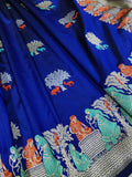 Royal blue Colour Pure Katan Silk Handwoven Banarasi Saree