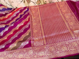 Multicolor pure katan silk Handwoven banarasi rangkat saree