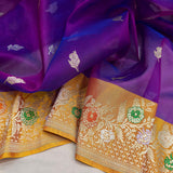 Dual shade pure kora Handwoven Banarasi saree