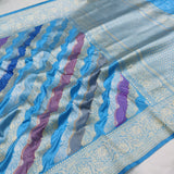 Sky blue colour pure katan silk Handwoven banarasi rangkat saree