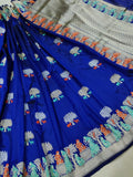 Royal blue Colour Pure Katan Silk Handwoven Banarasi Saree