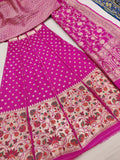 Pink colour Katan silk handwoven banarasi lehenga