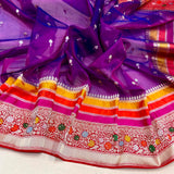 Dual shade pure kora handwoven banarasi saree