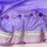 Lavender colour pure kora Handwoven Banarasi saree