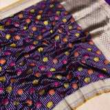 Purple colour pure Katan Silk Handwoven Banarasi Saree