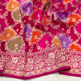 Rani pink colour pure katan silk handwoven banarasi rangkat saree