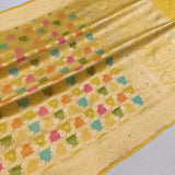 Yellow Color Pure Katan silk Handwoven banarasi rangkat saree