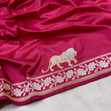 Rani pink colour pure katan silk Handwoven banarasi saree