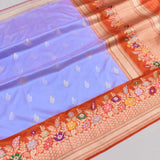 Dual shade pure katan silk Handwoven banarasi saree